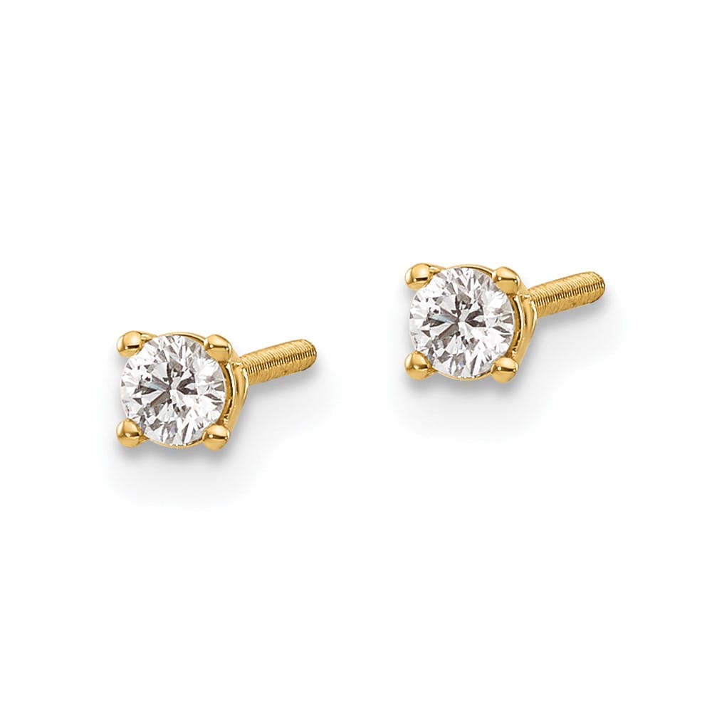 14K Yellow Gold 1/6 ct SI3 G-I Diamond Screw Back Stud Earrings