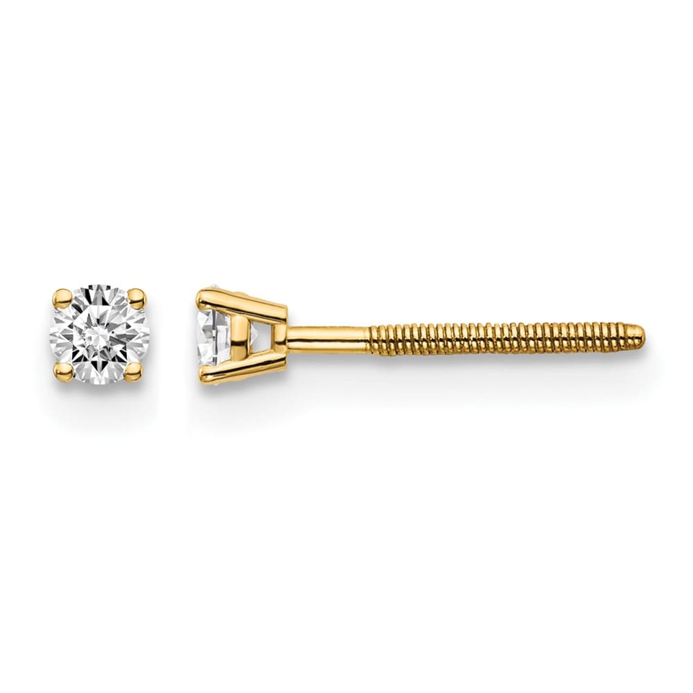 14K Yellow Gold 1/6 ct SI3 G-I Diamond Screw Back Stud Earrings
