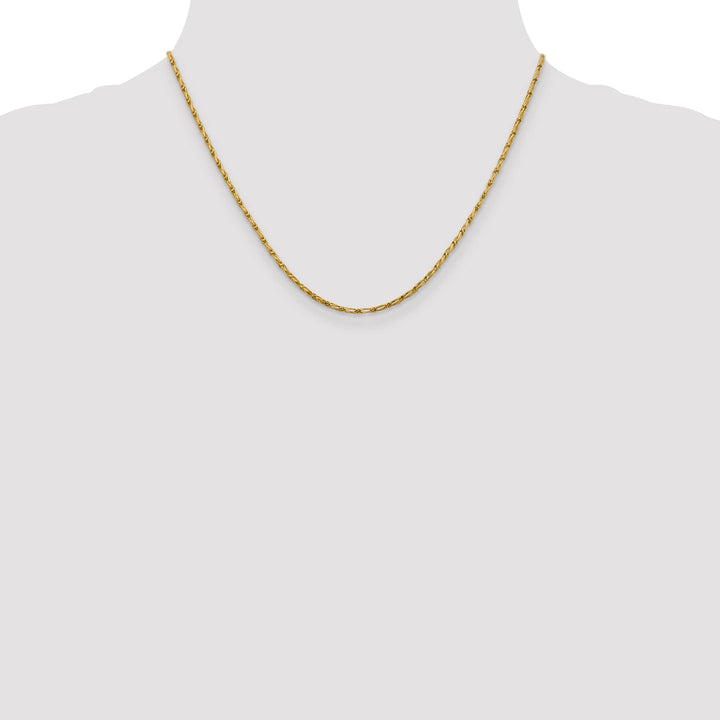 14K Yellow Gold 1.6mm D.C. Long Link Franco Chain 18 Inch