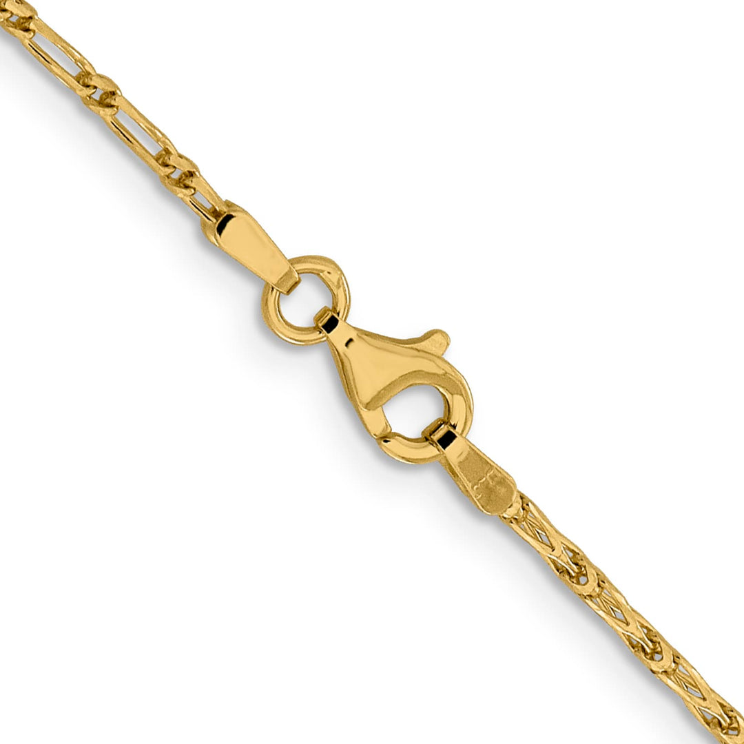 14K Yellow Gold 1.6mm D.C. Long Link Franco Chain 18 Inch