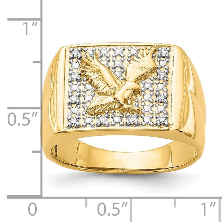 14k Yellow Gold 1/8 Carat Diamond Eagle Men's Ring