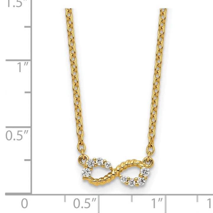 14K Yellow Gold 1/8 ct Diamond Infinity Symbol 18 inch Necklace