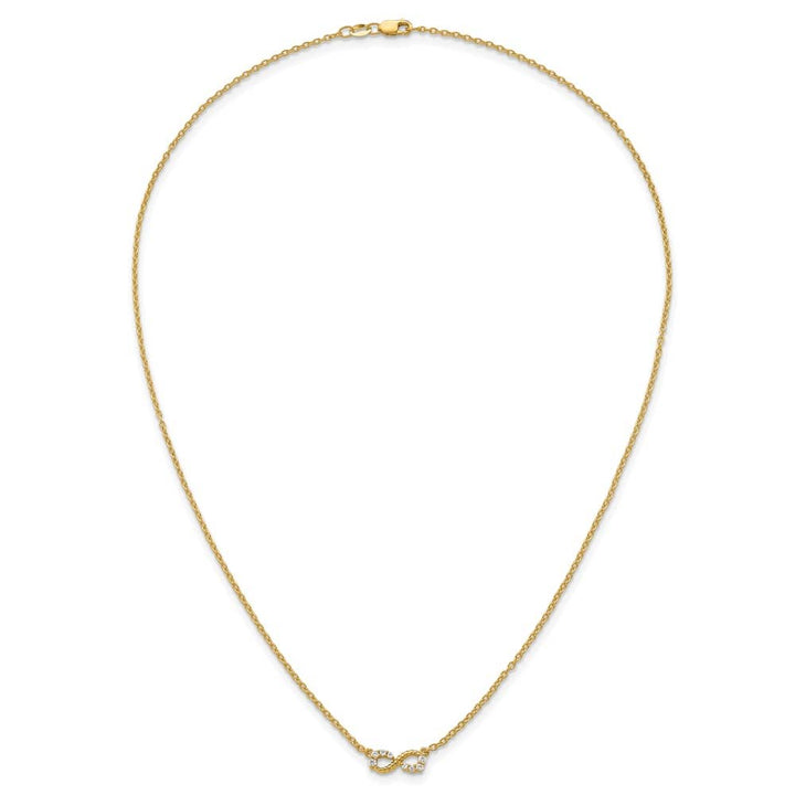 14K Yellow Gold 1/8 ct Diamond Infinity Symbol 18 inch Necklace