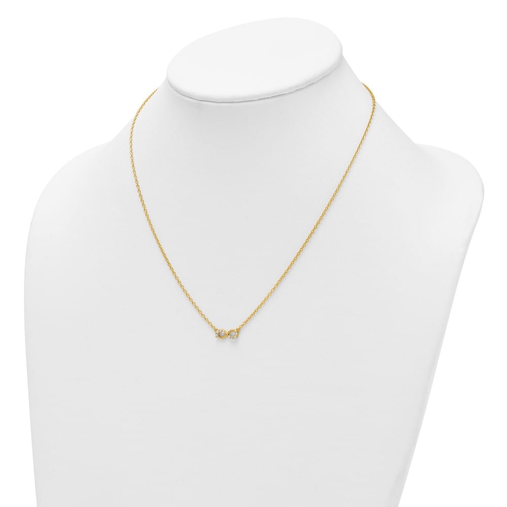 14K Yellow Gold 1/8 ct Diamond Infinity Symbol 18 inch Necklace
