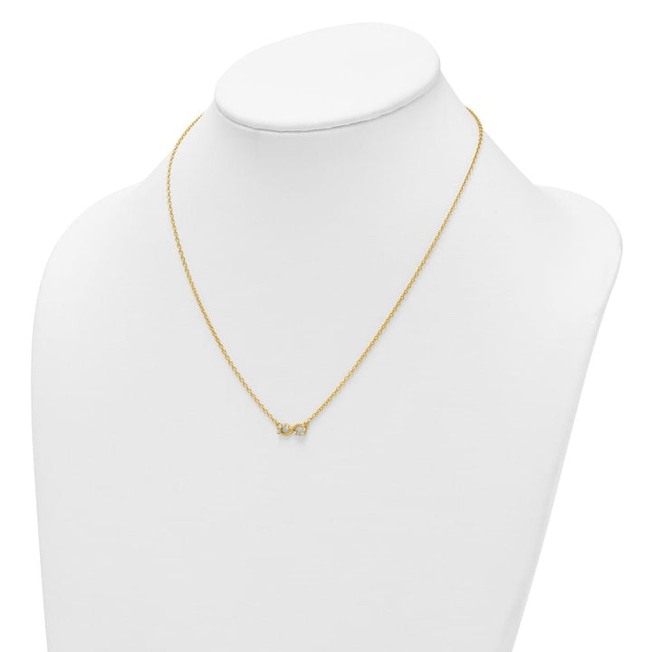 14K Yellow Gold 1/8 ct Diamond Infinity Symbol 18 inch Necklace