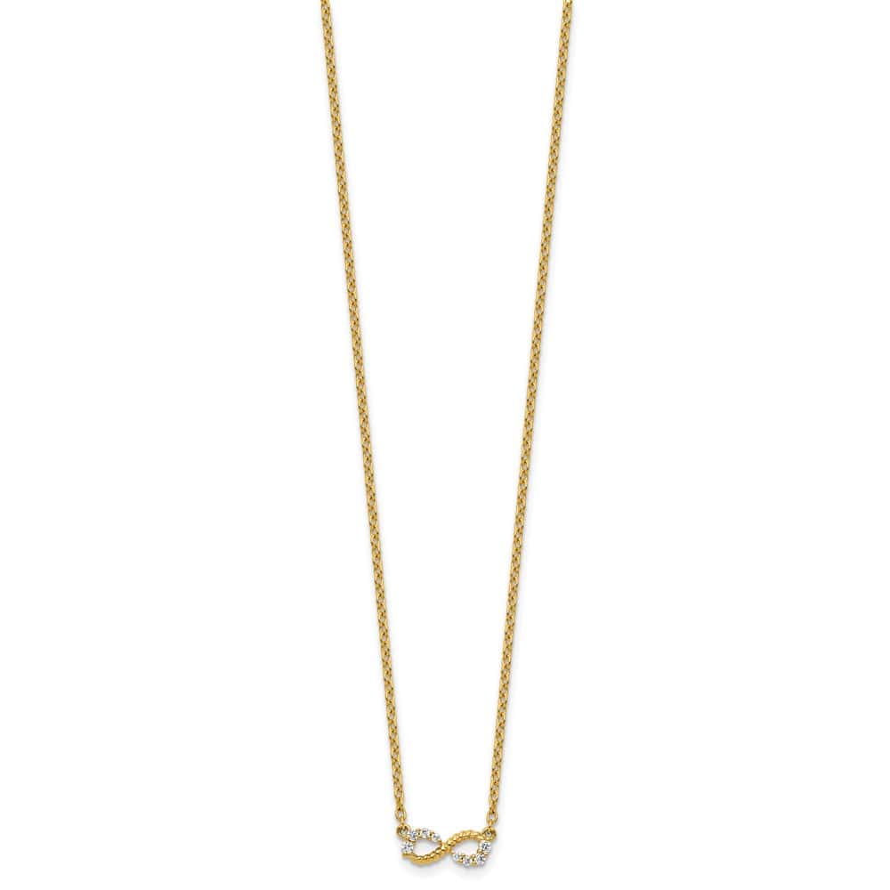 14K Yellow Gold 1/8 ct Diamond Infinity Symbol 18 inch Necklace