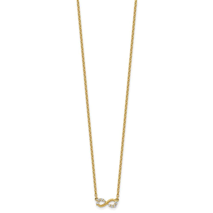 14K Yellow Gold 1/8 ct Diamond Infinity Symbol 18 inch Necklace