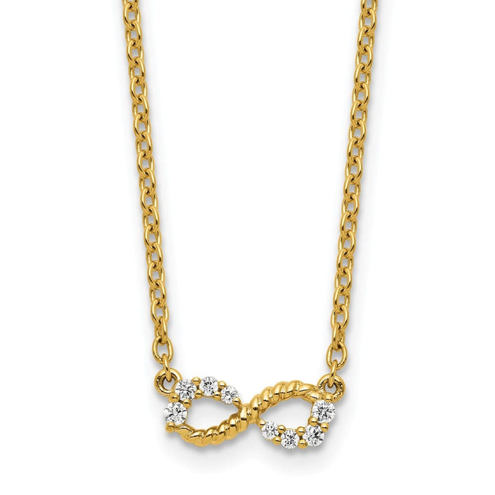 14K Yellow Gold 1/8 ct Diamond Infinity Symbol 18 inch Necklace