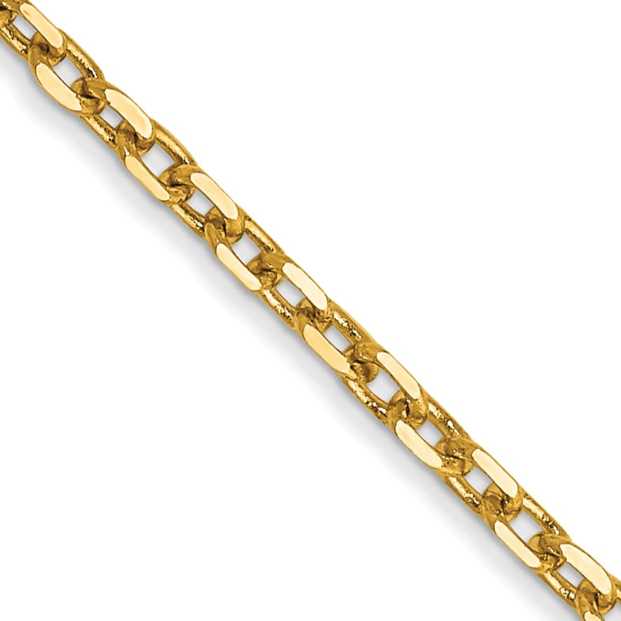 14K Yellow Gold 1.8mm D.C. Round Open Link Cable Chain 26 Inch