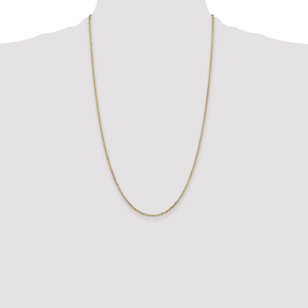 14K Yellow Gold 1.8mm D.C. Round Open Link Cable Chain 26 Inch