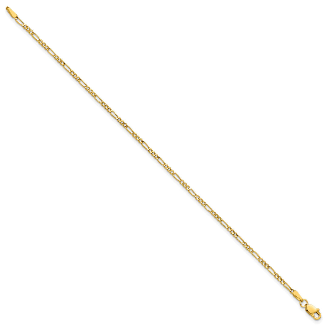 14K Yellow Gold 1.9mm Semi-Solid Figaro Bracelet