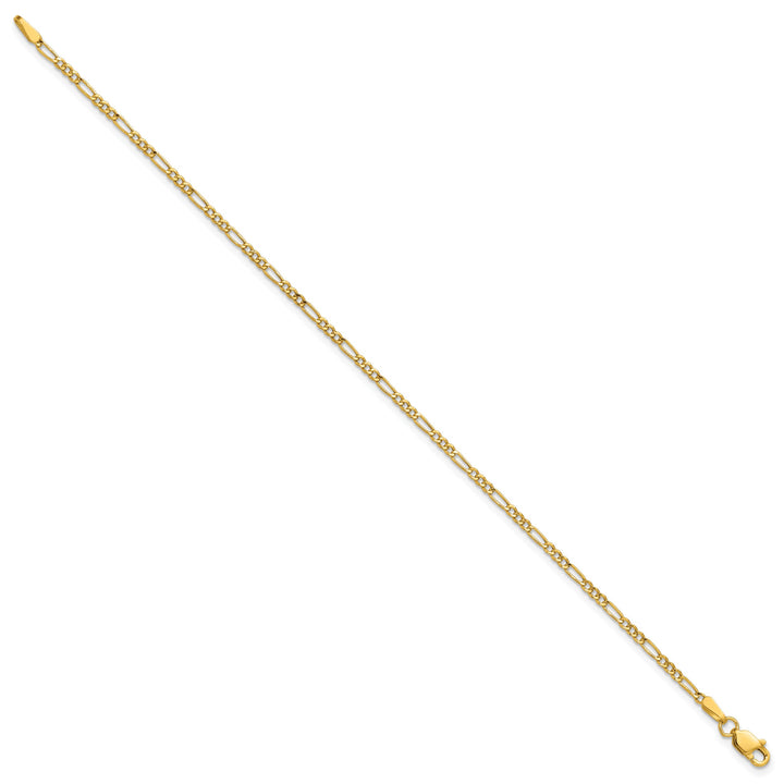 14K Yellow Gold 1.9mm Semi-Solid Figaro Bracelet
