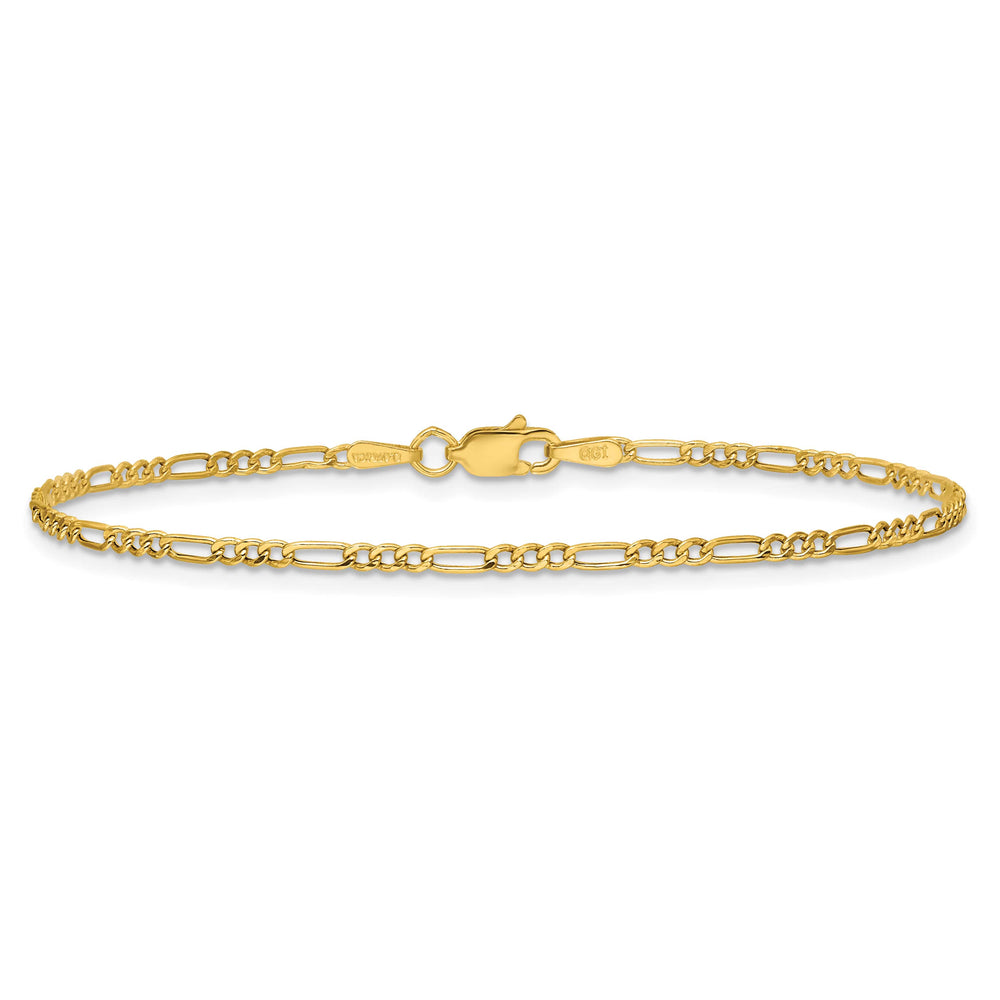 14K Yellow Gold 1.9mm Semi-Solid Figaro Bracelet