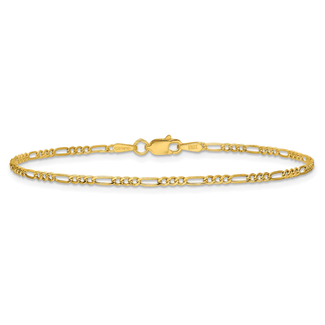 14K Yellow Gold 1.9mm Semi-Solid Figaro Bracelet