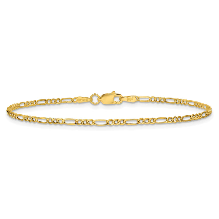 14K Yellow Gold 1.9mm Semi-Solid Figaro Bracelet