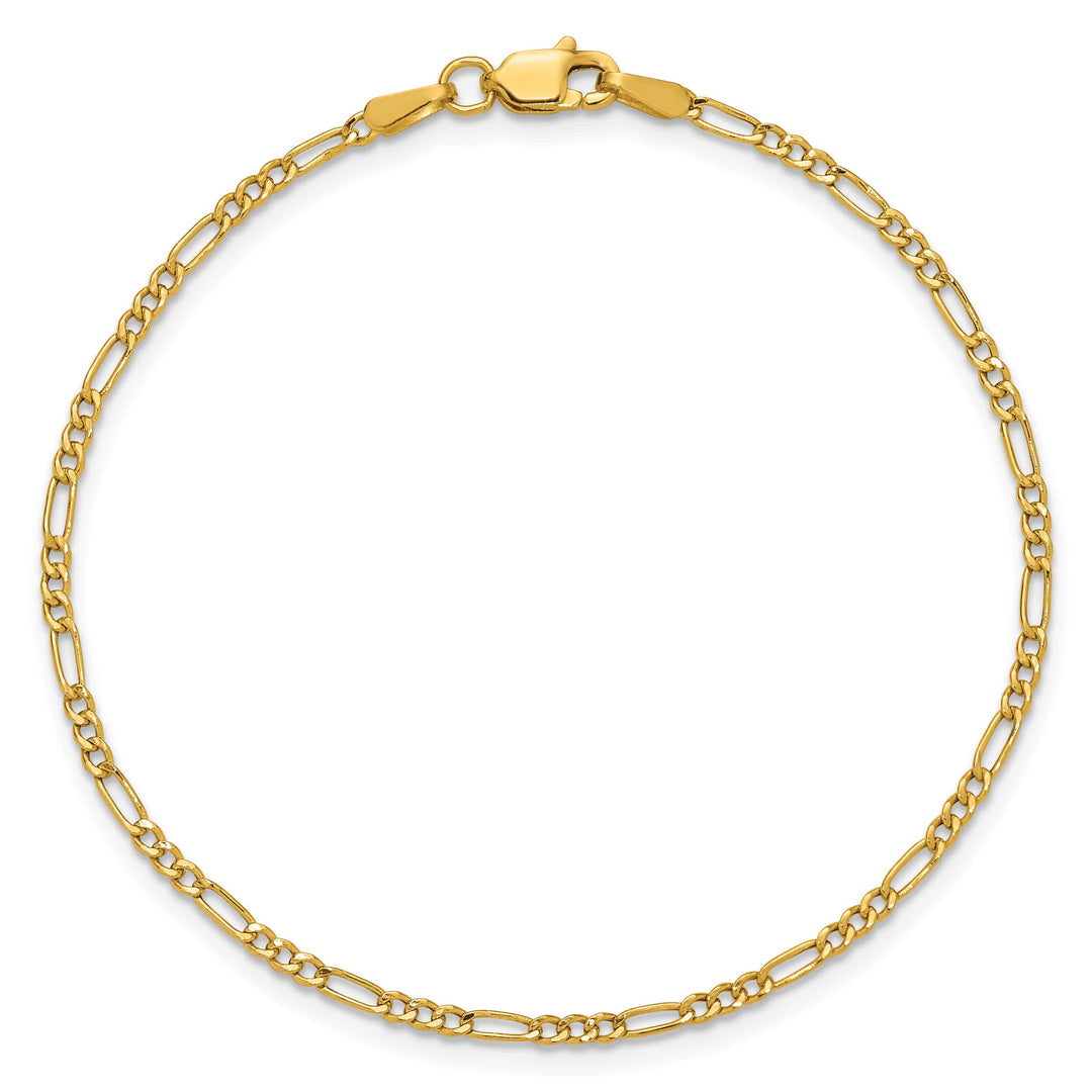 14K Yellow Gold 1.9mm Semi-Solid Figaro Bracelet