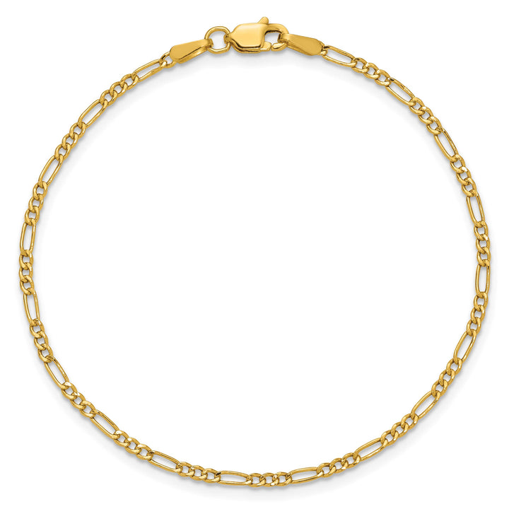 14K Yellow Gold 1.9mm Semi-Solid Figaro Bracelet