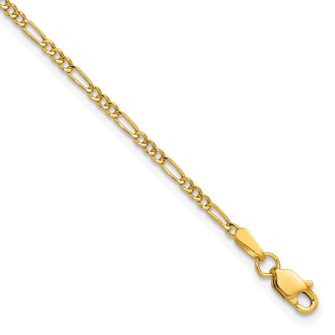 14K Yellow Gold 1.9mm Semi-Solid Figaro Bracelet