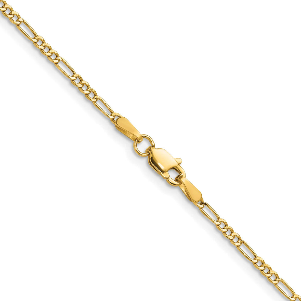 14K Yellow Gold 1.9mm Semi-Solid Figaro Chain