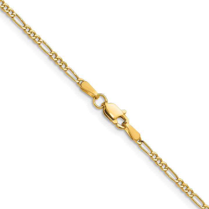 14K Yellow Gold 1.9mm Semi-Solid Figaro Chain