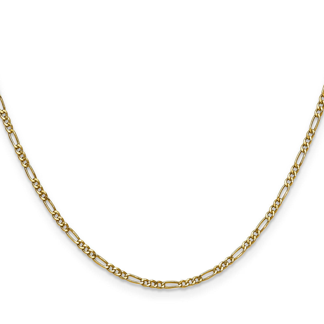 14K Yellow Gold 1.9mm Semi-Solid Figaro Chain