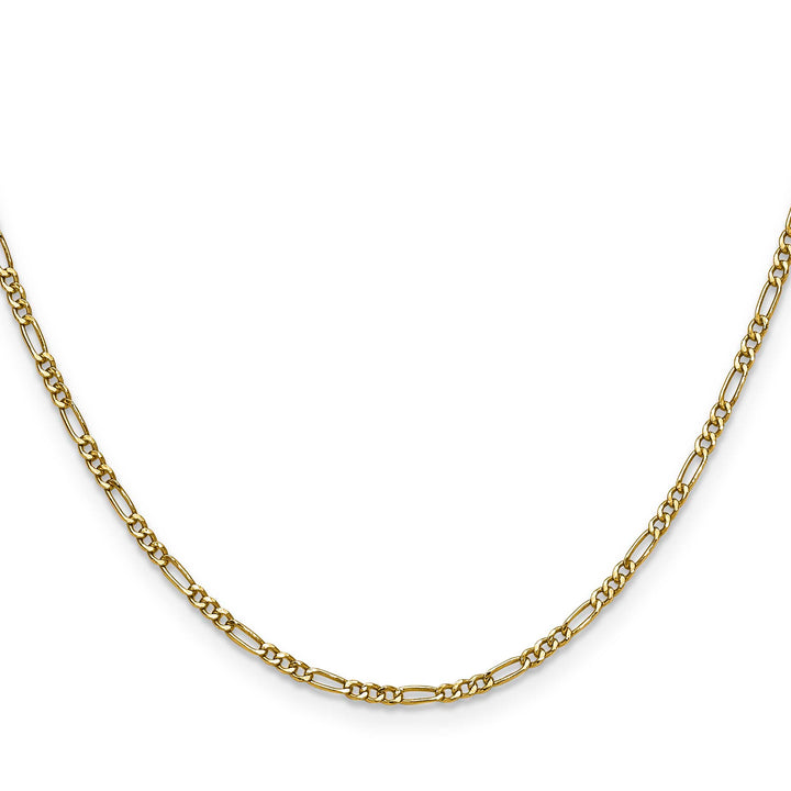 14K Yellow Gold 1.9mm Semi-Solid Figaro Chain