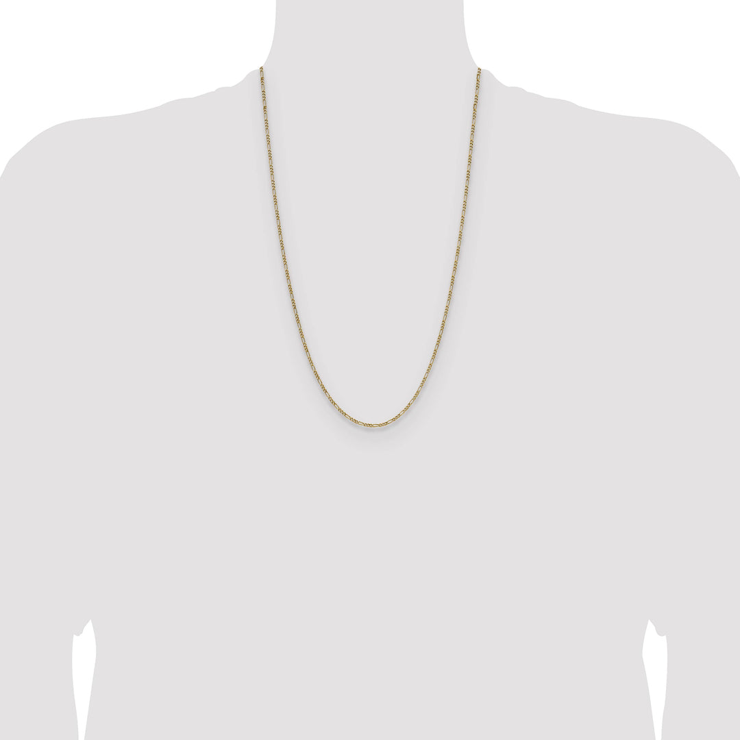14K Yellow Gold 1.9mm Semi-Solid Figaro Chain