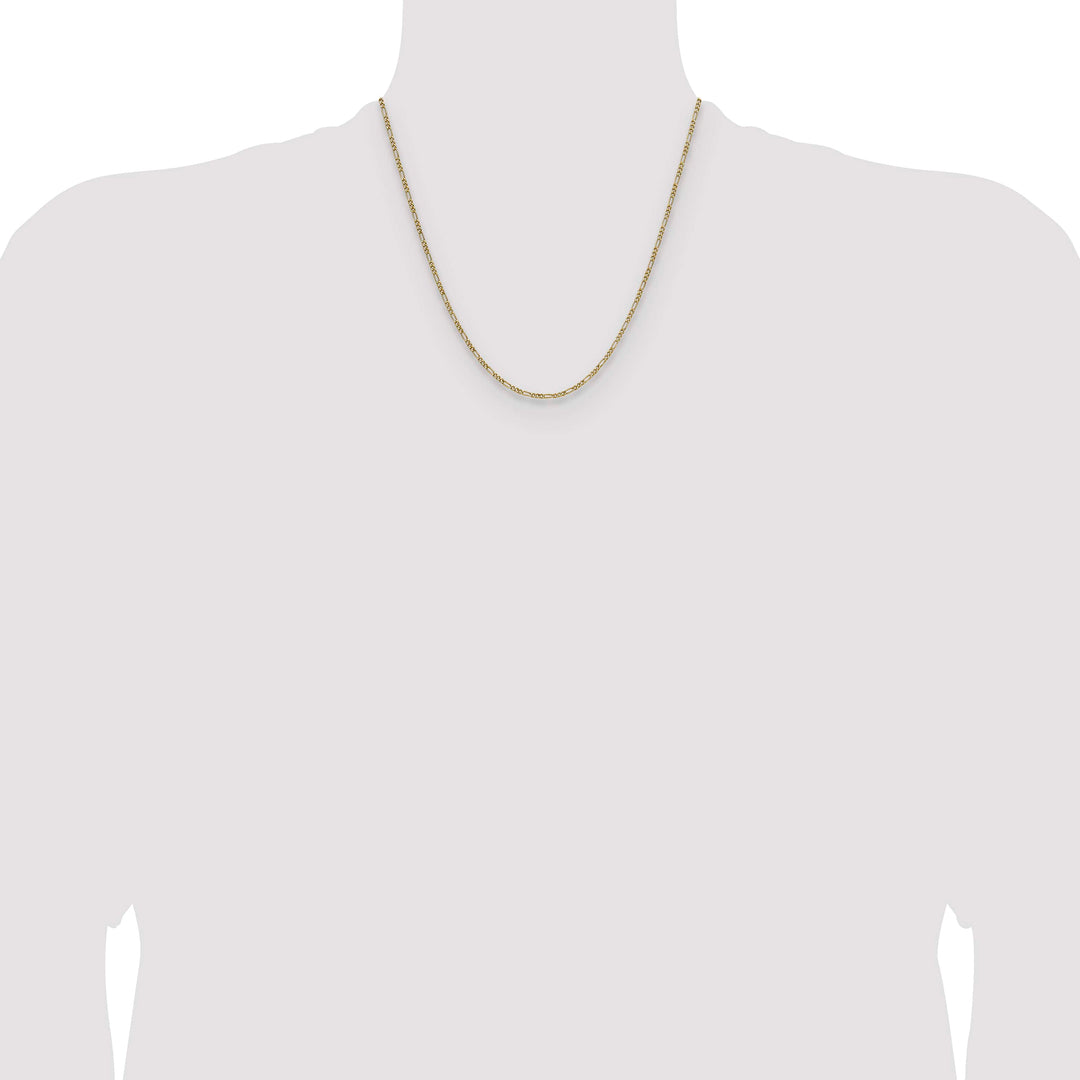14K Yellow Gold 1.9mm Semi-Solid Figaro Chain