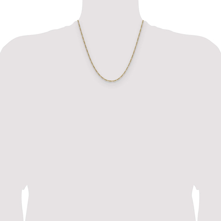 14K Yellow Gold 1.9mm Semi-Solid Figaro Chain