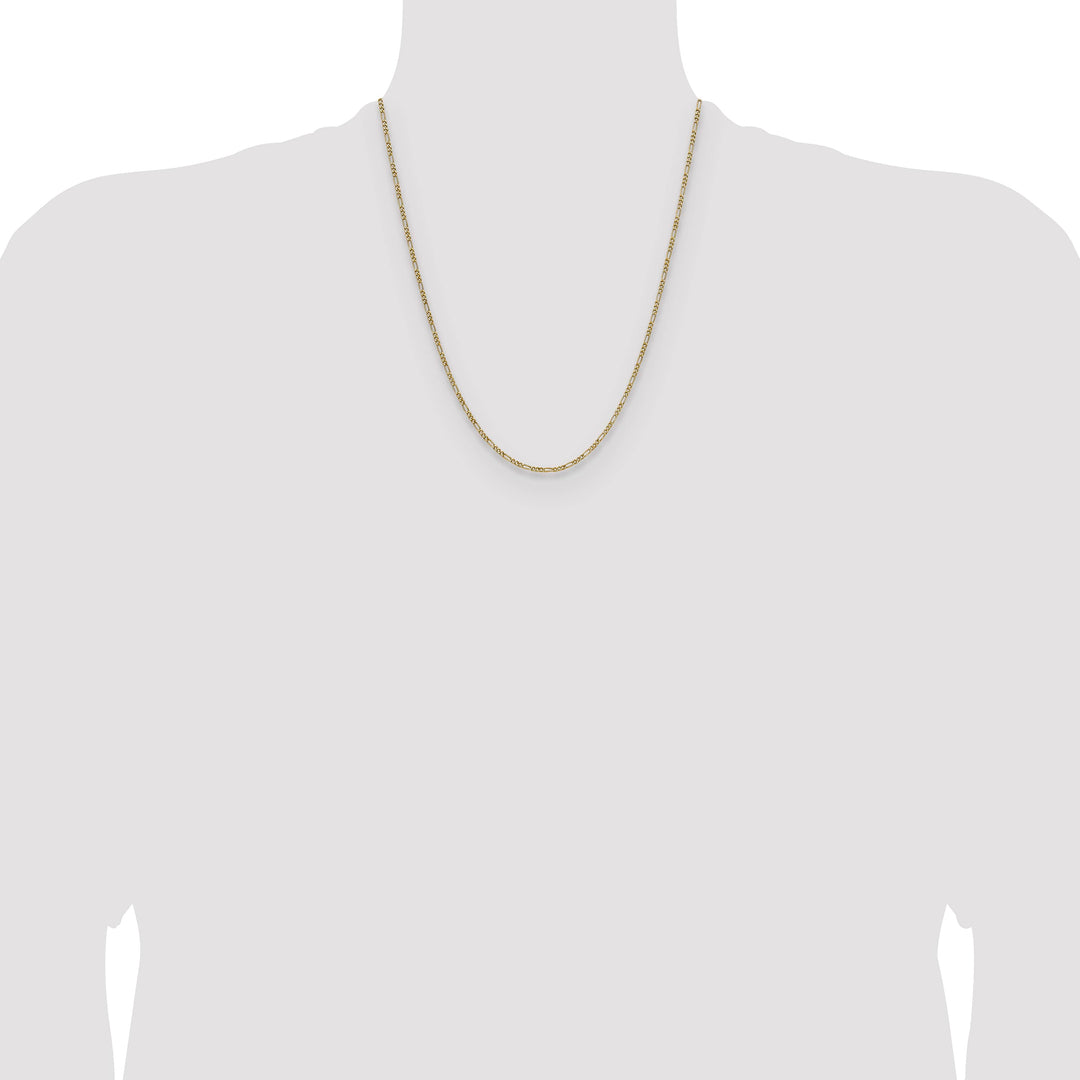 14K Yellow Gold 1.9mm Semi-Solid Figaro Chain