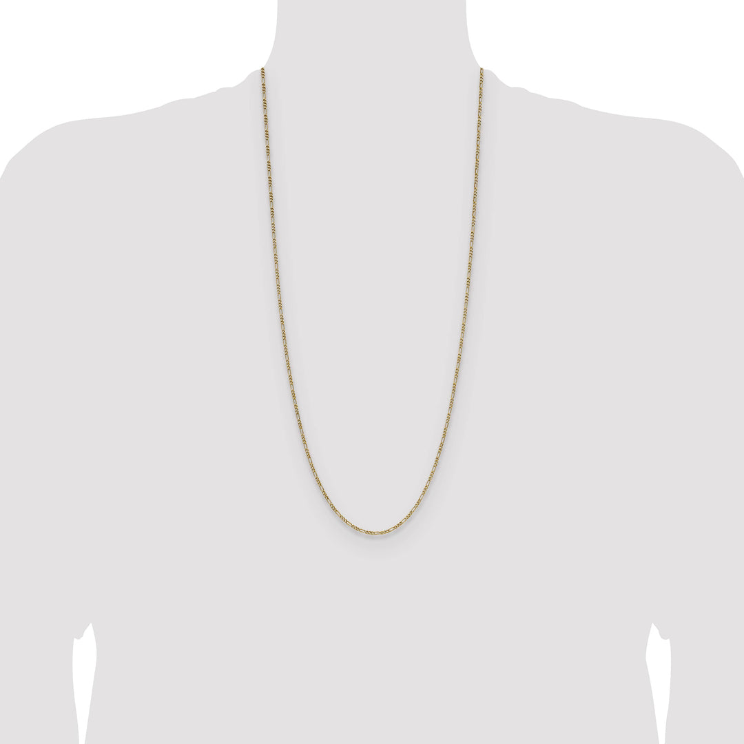 14K Yellow Gold 1.9mm Semi-Solid Figaro Chain
