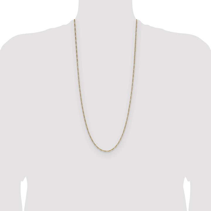 14K Yellow Gold 1.9mm Semi-Solid Figaro Chain