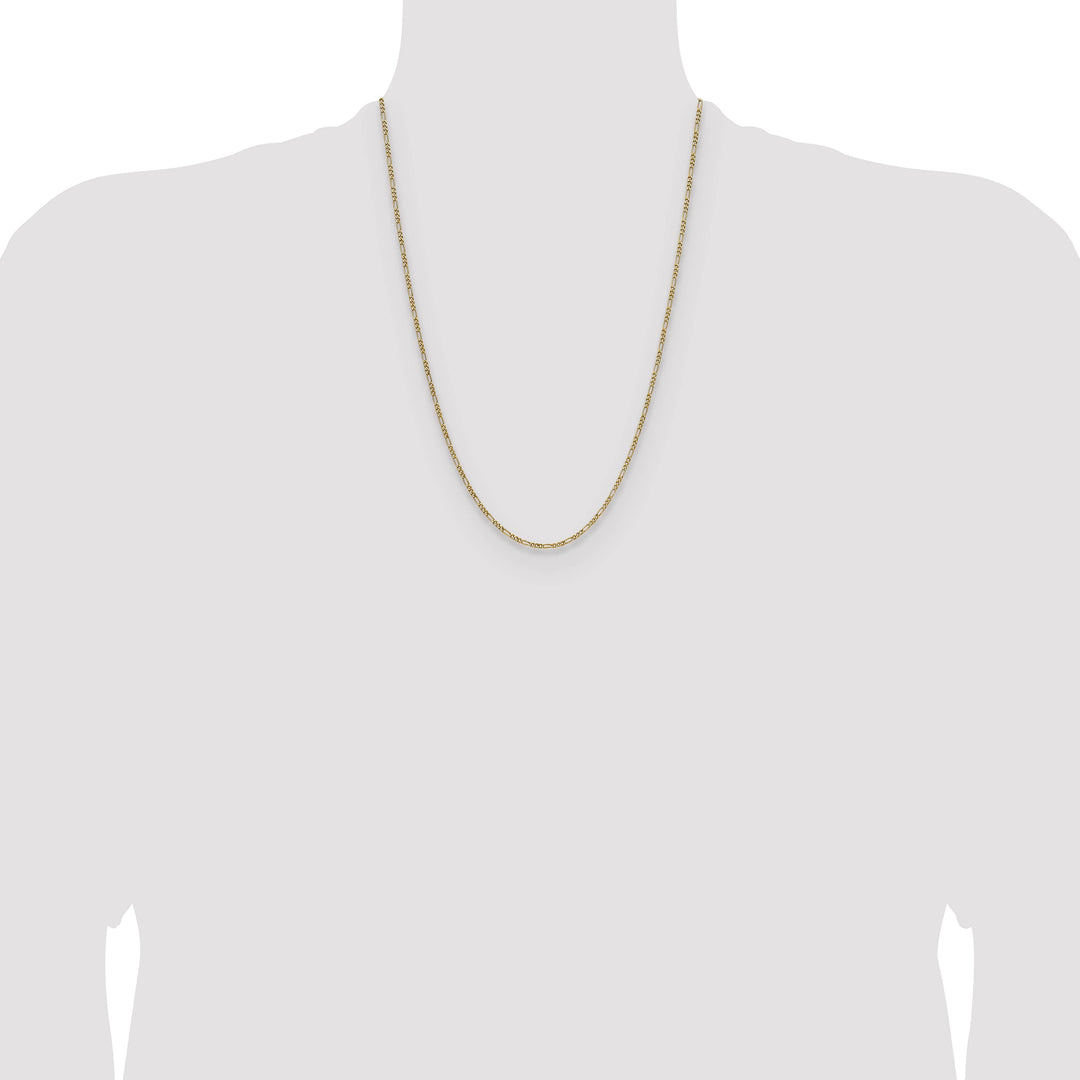 14K Yellow Gold 1.9mm Semi-Solid Figaro Chain