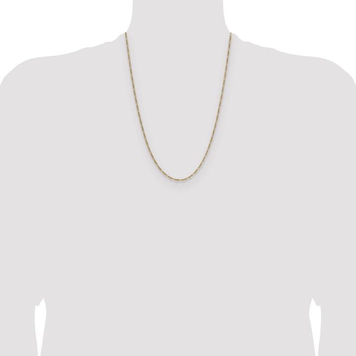 14K Yellow Gold 1.9mm Semi-Solid Figaro Chain