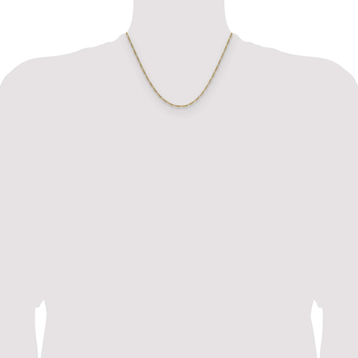 14K Yellow Gold 1.9mm Semi-Solid Figaro Chain