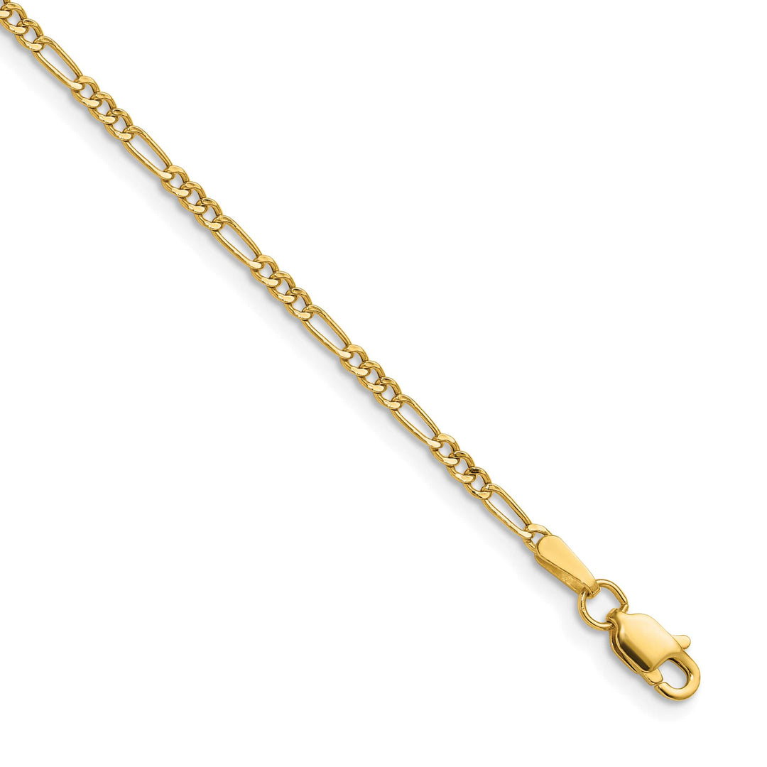 14K Yellow Gold 1.9mm Semi-Solid Figaro Chain