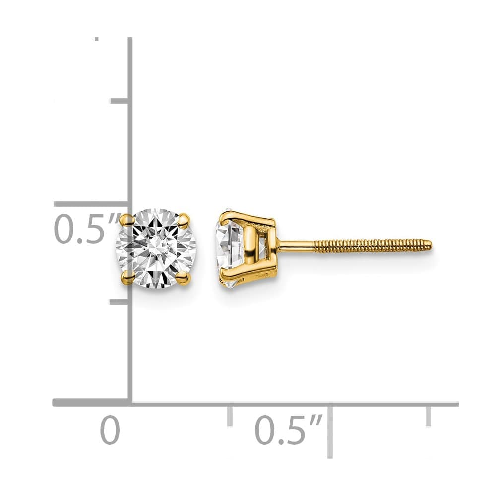 14K Yellow Gold 1 ct SI3 G-I Diamond Screw Back Stud Earrings