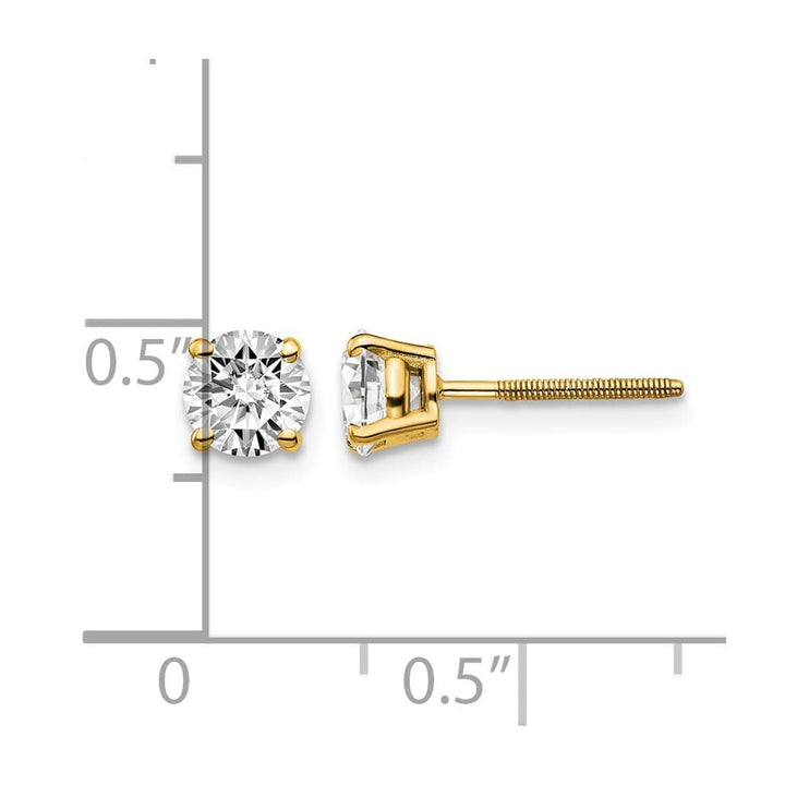 14K Yellow Gold 1 ct SI3 G-I Diamond Screw Back Stud Earrings