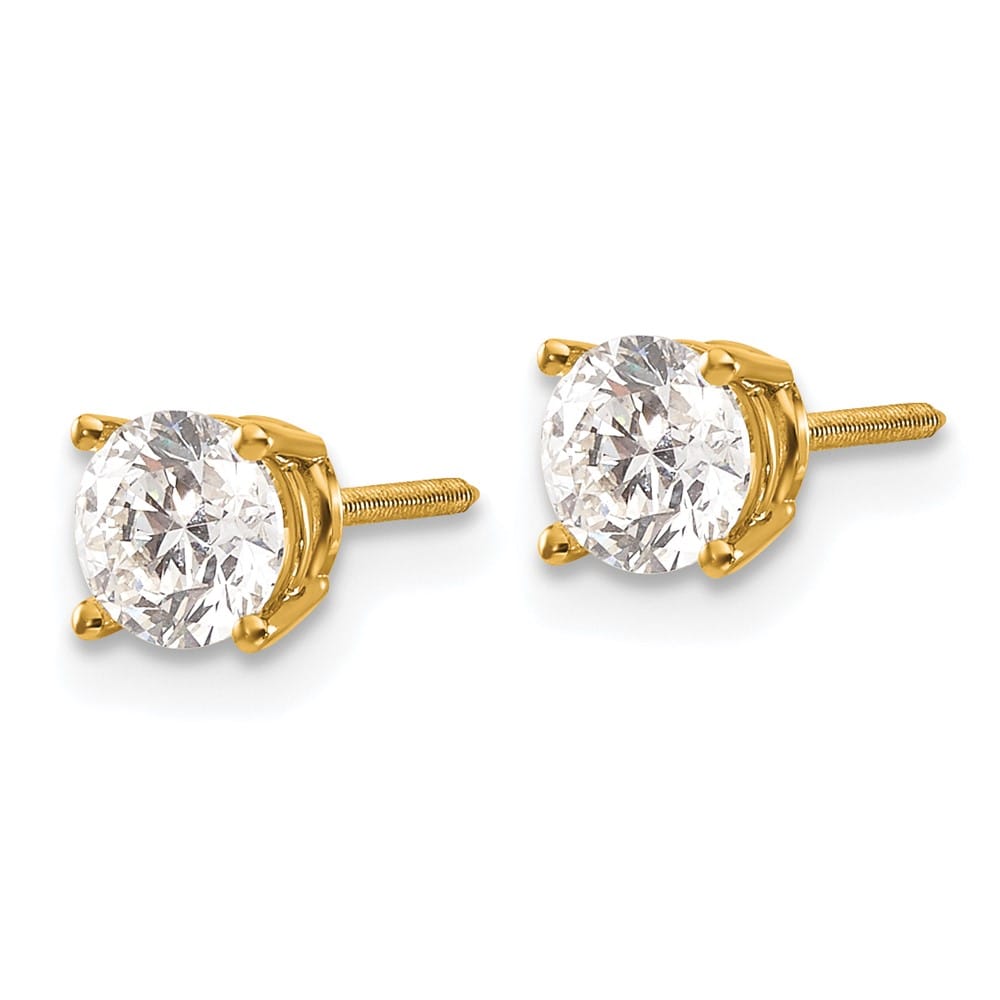 14K Yellow Gold 1 ct SI3 G-I Diamond Screw Back Stud Earrings