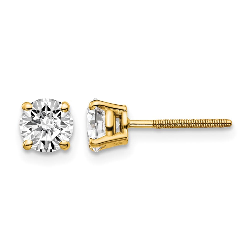 14K Yellow Gold 1 ct SI3 G-I Diamond Screw Back Stud Earrings