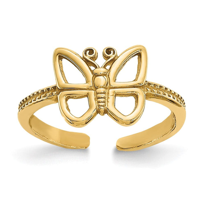 14k Yellow Gold 1 mm Butterfly Toe Ring