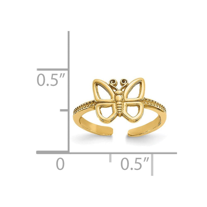 14k Yellow Gold 1 mm Butterfly Toe Ring