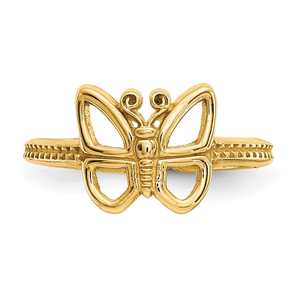 14k Yellow Gold 1 mm Butterfly Toe Ring