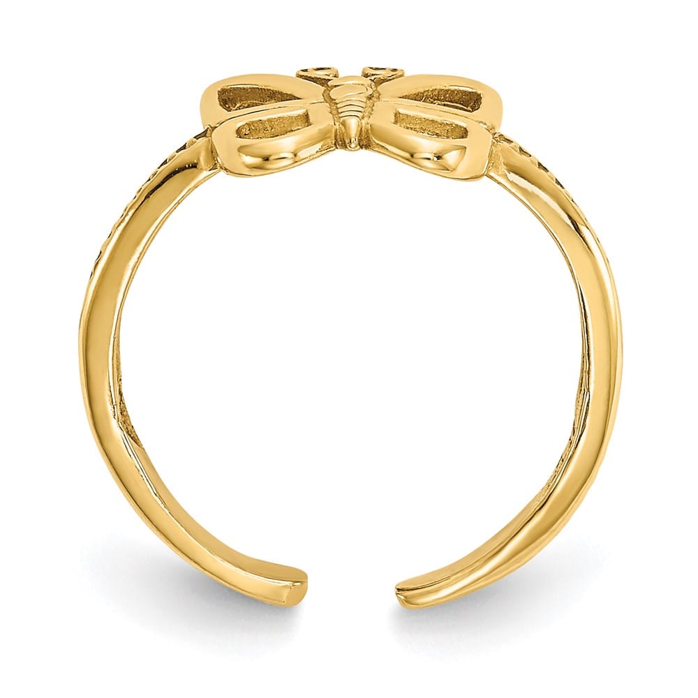 14k Yellow Gold 1 mm Butterfly Toe Ring