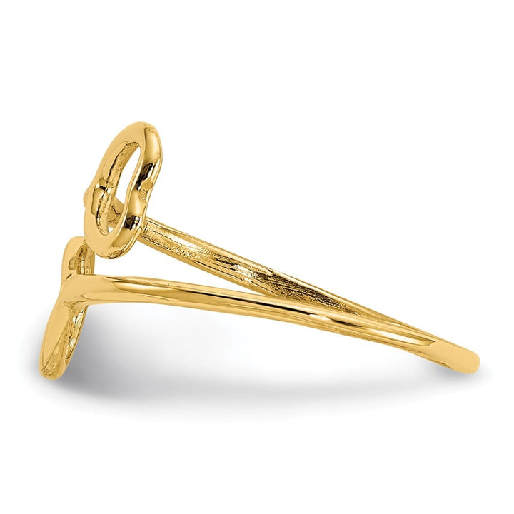 14k Yellow Gold 1 mm Double Heart Toe Ring with 12 mm Top