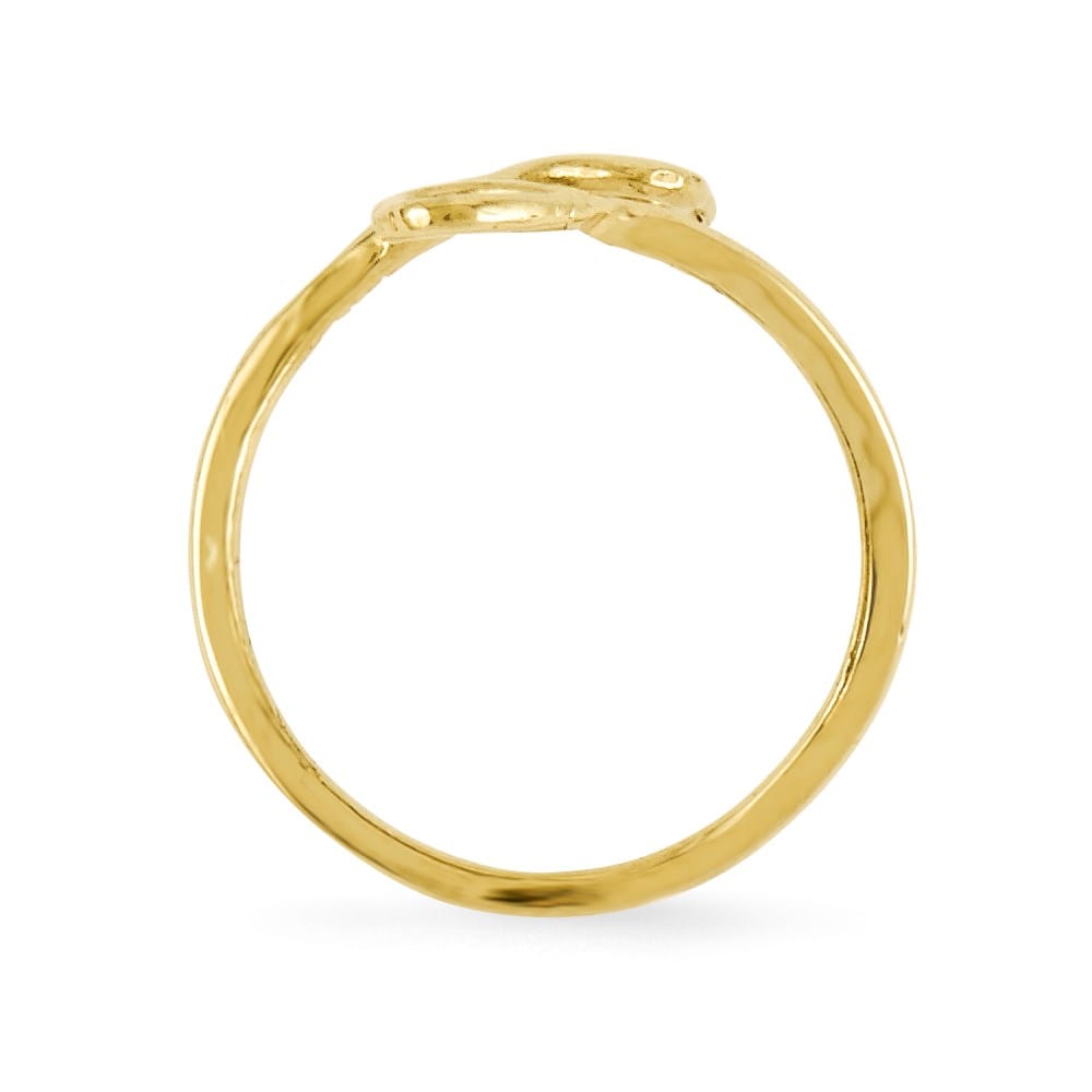 14k Yellow Gold 1 mm Double Heart Toe Ring with 12 mm Top