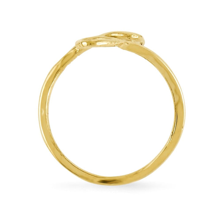 14k Yellow Gold 1 mm Double Heart Toe Ring with 12 mm Top