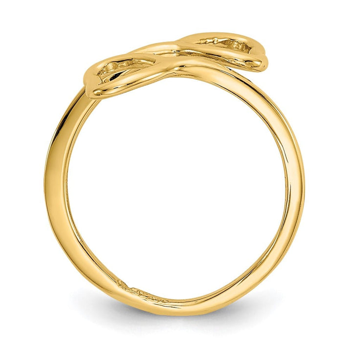 14k Yellow Gold 1 mm Double Heart Toe Ring with 12 mm Top