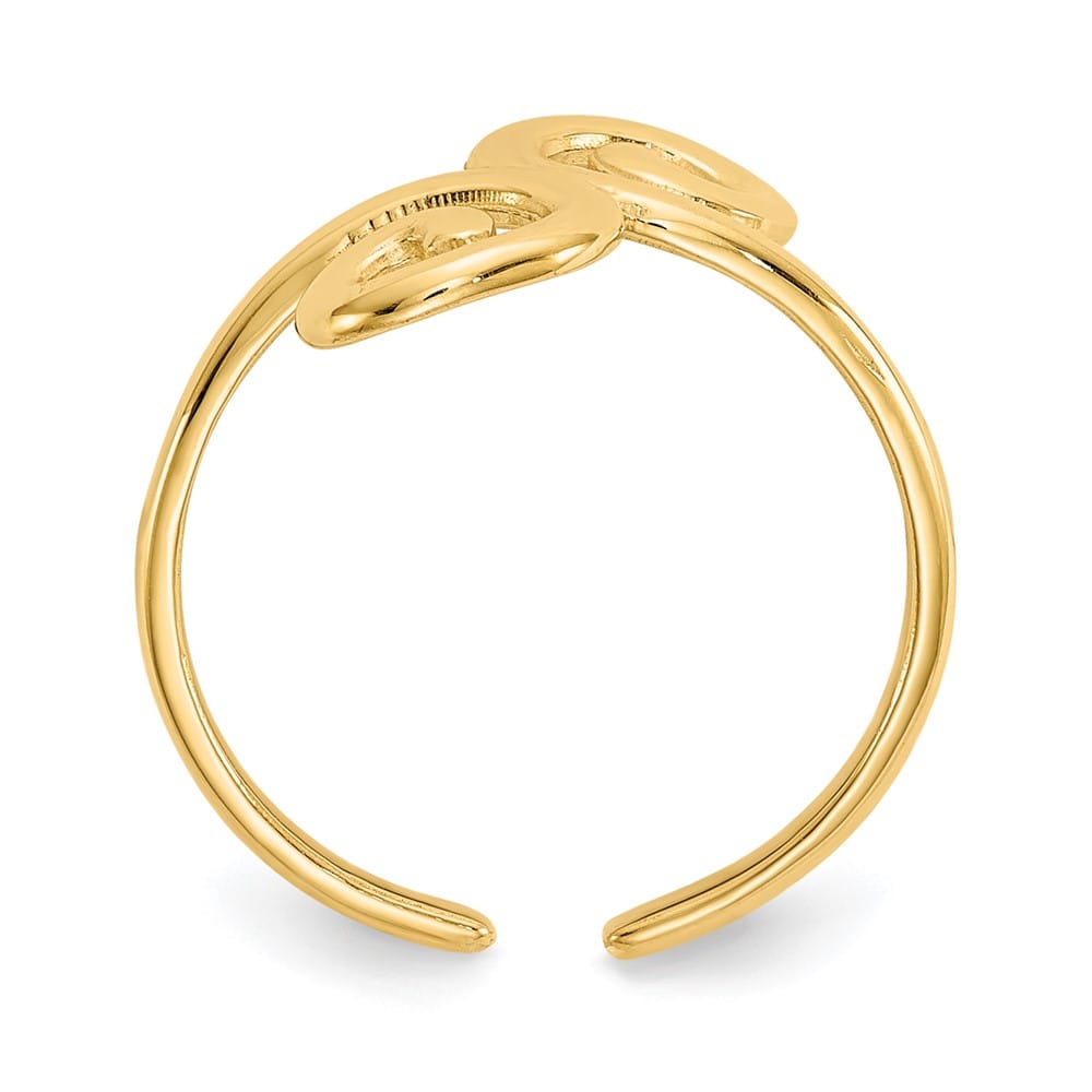 14k Yellow Gold 1 mm Swirl Toe Ring with 10 mm Top