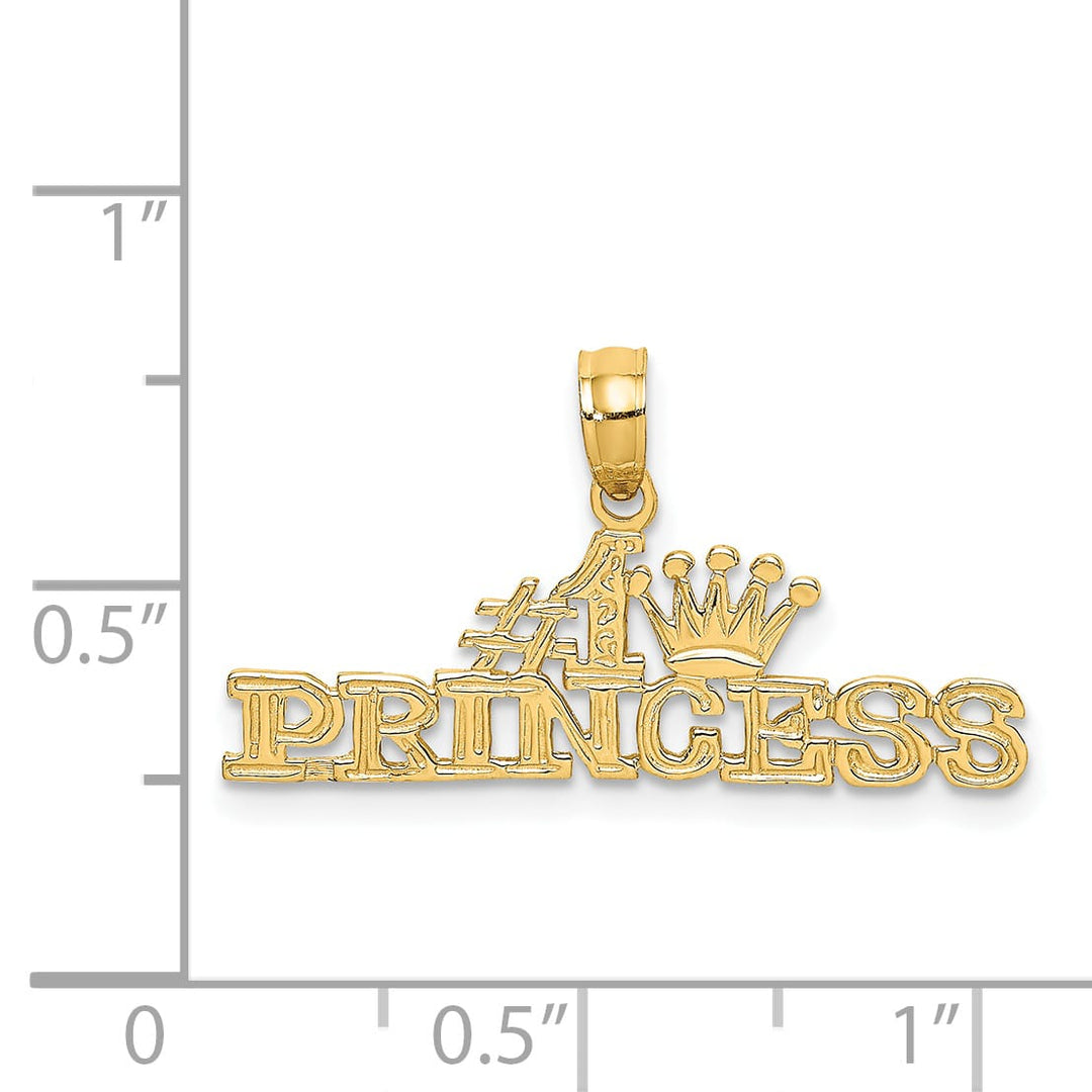 14K Yellow Gold #1 PRINCESS with Crown Charm